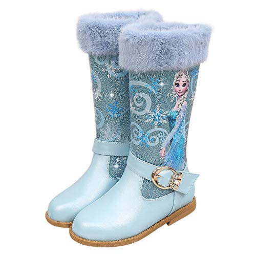 YOSICIL Botas de Nieve Zapatos de Princesa para Niñas Botas Elsa Botas de Invierno Felpa con Forro Cálido Botas Antideslizantes Disfraces de Reina de Hielo Carnaval EU27-36