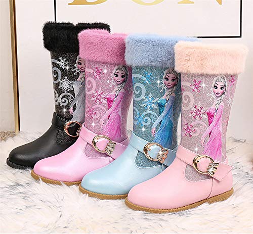 YOSICIL Botas de Nieve Zapatos de Princesa para Niñas Botas Elsa Botas de Invierno Felpa con Forro Cálido Botas Antideslizantes Disfraces de Reina de Hielo Carnaval EU27-36