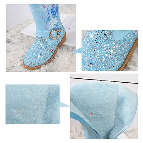 YOSICIL Botas de Princesa Elsa Botas de Nieve con Lentejuelas Botas de Invierno Felpa con Forro Cálido Boots Antideslizante Zapatos de Invierno con Cremallera Zapatos de Princesa Elsa