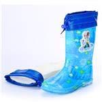 YOSICIL Niña Botas de Agua Frozen con Forro cálido Estampado Elsa y Detalles Blancos Botas Lluvia con Suela Antideslizante y Cierre con Cordón Zapatos de Princesa Elsa Botas de Invierno