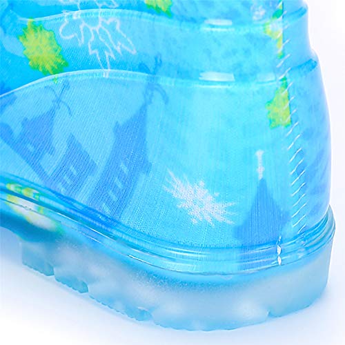 YOSICIL Niña Botas de Agua Frozen con Forro cálido Estampado Elsa y Detalles Blancos Botas Lluvia con Suela Antideslizante y Cierre con Cordón Zapatos de Princesa Elsa Botas de Invierno