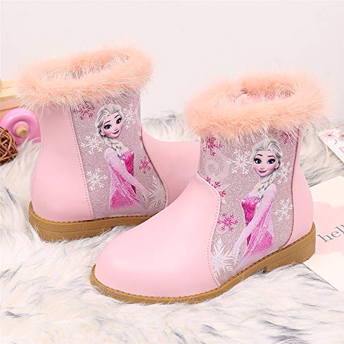 YOSICIL Niña Botas de Nieve con Forro Cálido Zapatos de Princesa Elsa Zapatos Invierno Calientes Planas Boots Antideslizante Disfraces de Carnaval Regalo de Cumpleaños EU 25-36