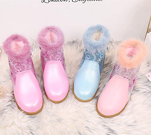 YOSICIL Niña Botas de Nieve con Forro Cálido Zapatos de Princesa Elsa Zapatos Invierno Calientes Planas Boots Antideslizante Disfraces de Carnaval Regalo de Cumpleaños EU 25-36