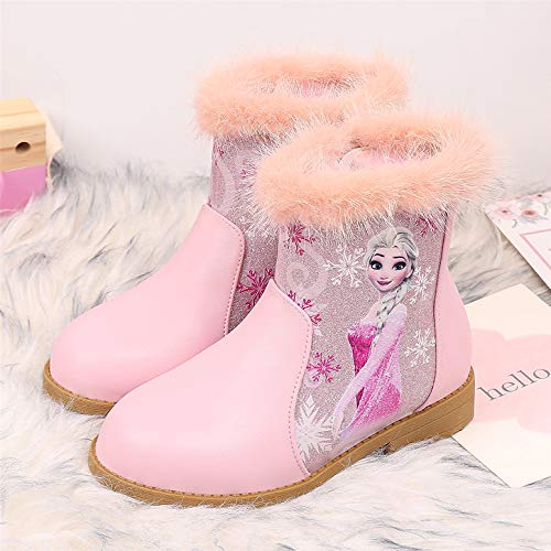 YOSICIL Niña Botas de Nieve con Forro Cálido Zapatos de Princesa Elsa Zapatos Invierno Calientes Planas Boots Antideslizante Disfraces de Carnaval Regalo de Cumpleaños EU 25-36