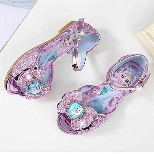 YOSICIL Zapatos de Princesa Elsa Niña Bailarina Zapatos de Tacón Zapatos de Fiesta Sandalias Cumpleanos Zapatilla de Ballet para 3 a 16 Años Azul