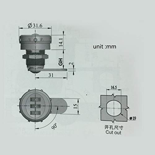 Yosoo Cerradura Mecánica De La Contraseña De 3 Código Digital para El Armario del Armario Aleación del Zinc Conveniente Seguridad Coded La Cerradura (tamaño : 17~23mm)