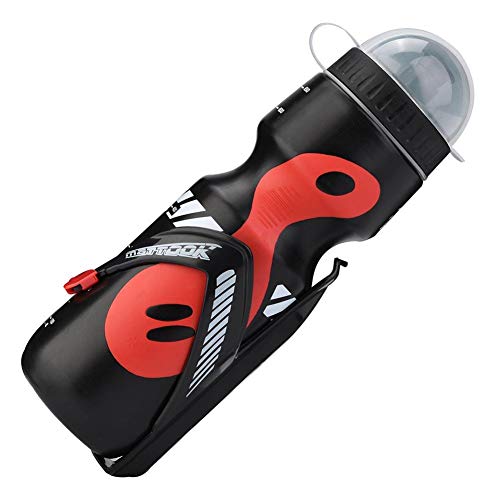 Yosoo Health Gear Botella de Agua para Ciclismo Deportivo, Botella de Agua para Bicicleta de montaña con Jaula para Botella de Agua para Ciclismo al Aire Libre, 650 ml(Negro)