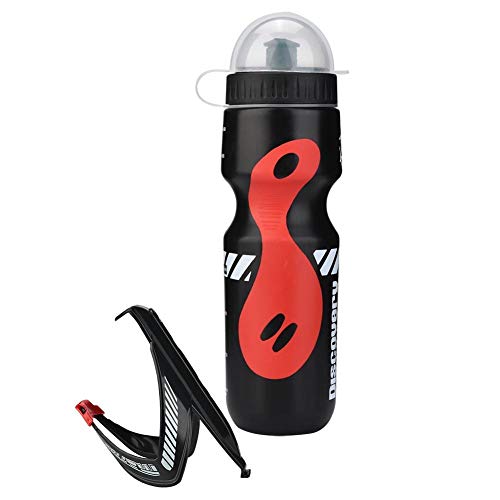 Yosoo Health Gear Botella de Agua para Ciclismo Deportivo, Botella de Agua para Bicicleta de montaña con Jaula para Botella de Agua para Ciclismo al Aire Libre, 650 ml(Negro)