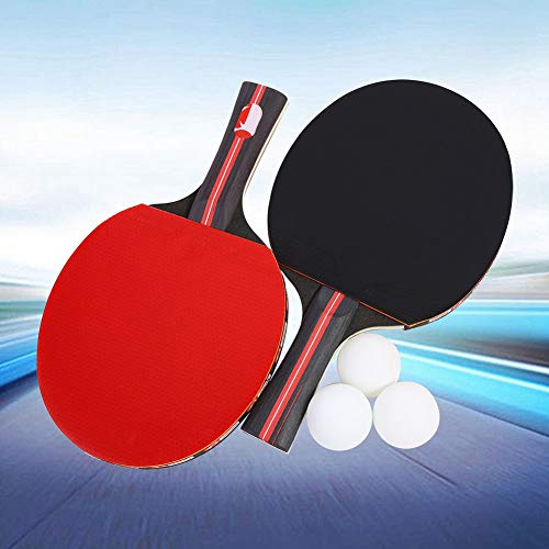 Yosoo Health Gear Raqueta y Pelotas de Tenis de Mesa, paletas de Ping Pong Juego de 2 Raquetas de Ping Pong Profesional con 3 Pelotas aptas para Jugadores con Agarre de Mano