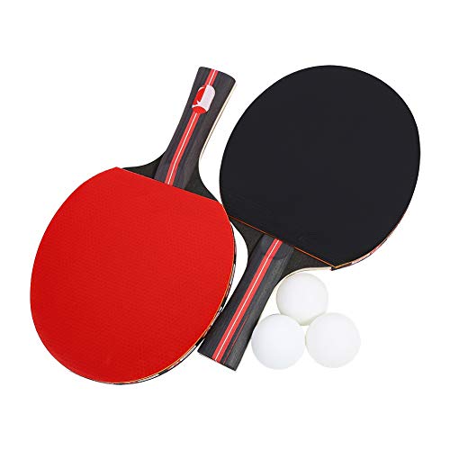 Yosoo Health Gear Raqueta y Pelotas de Tenis de Mesa, paletas de Ping Pong Juego de 2 Raquetas de Ping Pong Profesional con 3 Pelotas aptas para Jugadores con Agarre de Mano