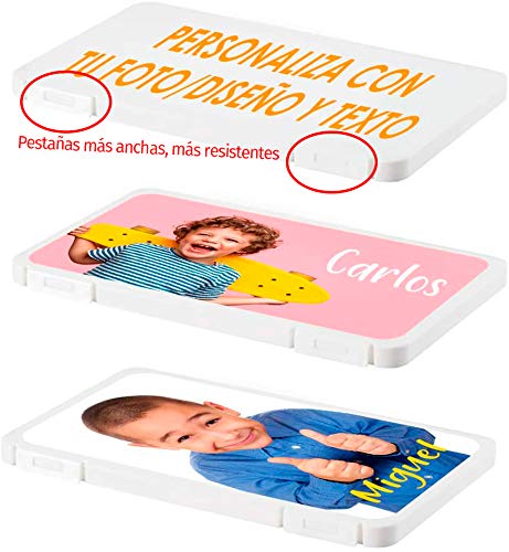 YOSTIC Estuche Porta mascarillas Personalizado con Nombre y Foto. Puedes Subir la Foto y añadir el Texto Que Quieras. para una Vuelta al Cole Segura. Guarda mascarillas higiénico