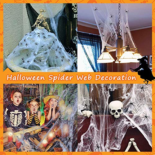 yotame Telarañas de Halloween para decoración de Halloween, telaraña elástica con Chimenea Tela decoración y 30 arañas falsas para Halloween decoración fiesta carnaval