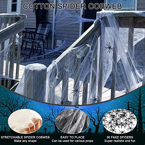 yotame Telarañas de Halloween para decoración de Halloween, telaraña elÔstica con Chimenea Tela decoración y 30 arañas falsas para Halloween decoración fiesta carnaval yotame Telarañas de Halloween para decoración de Halloween, telaraña elÔstica con Chimenea Tela decoración y 30 arañas falsas para Halloween decoración fiesta carnaval