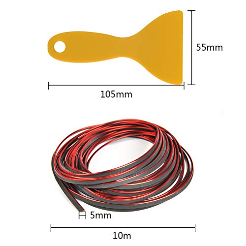 YOTINO Moldura Interior del Coche Tiras Líneas de Molduras Hay una Herramienta de Instalación Práctica y Flexible para Decoración Interior Coches, Tiras de Ajuste de Universal (10m Rojo)