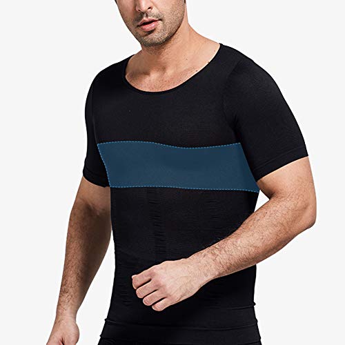 YOUCAI Camiseta Reductora para Hombre Ropa Deportiva Adelgazante Faja Moldeadora Abdominal Pecho，Negro,M