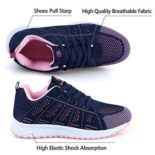 Youecci Zapatillas de Deportivos de Running para Mujer Deportivo de Exterior Interior Gimnasia Ligero Sneakers Fitness Atlético Caminar Zapatos Transpirable Azul 37 EU