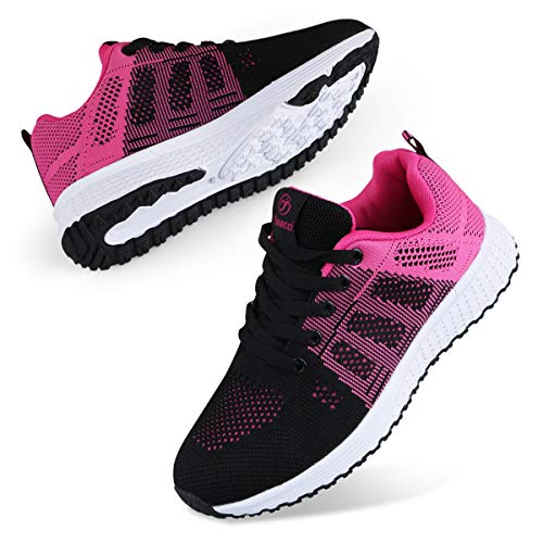 Youecci Zapatillas de Deportivos de Running para Mujer Deportivo de Exterior Interior Gimnasia Ligero Sneakers Fitness Atlético Caminar Zapatos Transpirable Rojo 40 EU