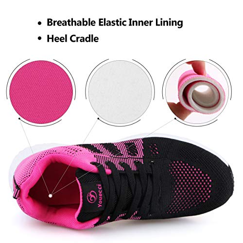 Youecci Zapatillas de Deportivos de Running para Mujer Deportivo de Exterior Interior Gimnasia Ligero Sneakers Fitness Atlético Caminar Zapatos Transpirable Negro 39 EU