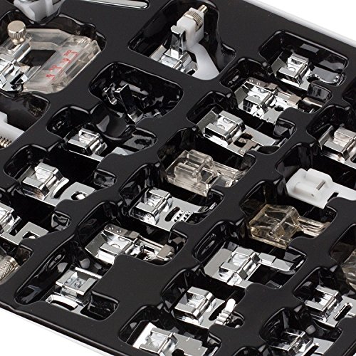 Youngine 32pcs profesional máquina de coser presser pies conjunto bajo Shank snap-on pie kit para hermano, cantante, janome, vikingo