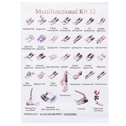 Youngine 32pcs profesional máquina de coser presser pies conjunto bajo Shank snap-on pie kit para hermano, cantante, janome, vikingo Youngine 32pcs profesional máquina de coser presser pies conjunto bajo Shank snap-on pie kit para hermano, cantante, janome, vikingo