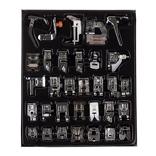 Youngine 32pcs profesional máquina de coser presser pies conjunto bajo Shank snap-on pie kit para hermano, cantante, janome, vikingo