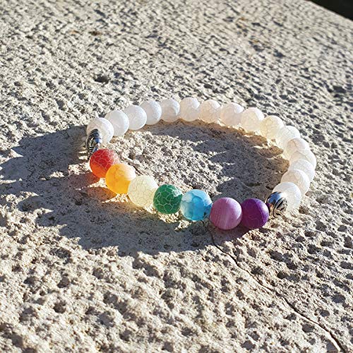 YouOne Pulsera de Mujer Hombre Unisex 7 Chakras Piedra Lava Natural Preciosa Original con Banda elástica Perfecto Regalo joyeria Madre, Reiki, Amuleto de curación y Yoga Estilo Budista Tantra (White) YouOne Pulsera de Mujer Hombre Unisex 7 Chakras Piedra Lava Natural Preciosa Original con Banda elástica Perfecto Regalo joyeria Madre, Reiki, Amuleto de curación y Yoga Estilo Budista Tantra (White)
