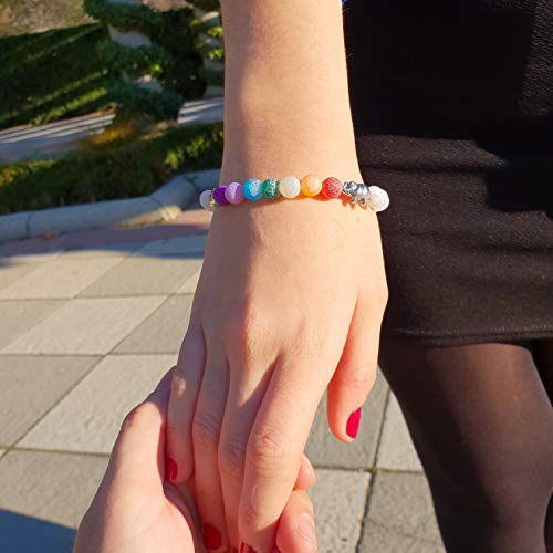 YouOne Pulsera de Mujer Hombre Unisex 7 Chakras Piedra Lava Natural Preciosa Original con Banda elástica Perfecto Regalo joyeria Madre, Reiki, Amuleto de curación y Yoga Estilo Budista Tantra (White) YouOne Pulsera de Mujer Hombre Unisex 7 Chakras Piedra Lava Natural Preciosa Original con Banda elástica Perfecto Regalo joyeria Madre, Reiki, Amuleto de curación y Yoga Estilo Budista Tantra (White)