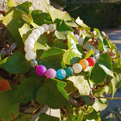 YouOne Pulsera de Mujer Hombre Unisex 7 Chakras Piedra Lava Natural Preciosa Original con Banda elástica Perfecto Regalo joyeria Madre, Reiki, Amuleto de curación y Yoga Estilo Budista Tantra (White) YouOne Pulsera de Mujer Hombre Unisex 7 Chakras Piedra Lava Natural Preciosa Original con Banda elástica Perfecto Regalo joyeria Madre, Reiki, Amuleto de curación y Yoga Estilo Budista Tantra (White)