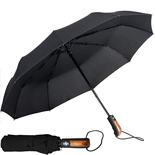 Yourway Sweden Paraguas Plegable Automático Antiviento, 10 Costillas Paraguas Compacto Resistente al Viento, Teflon 190T Canopy, Mango Antideslizante, Viaje Paraguas para Hombre y Mujer