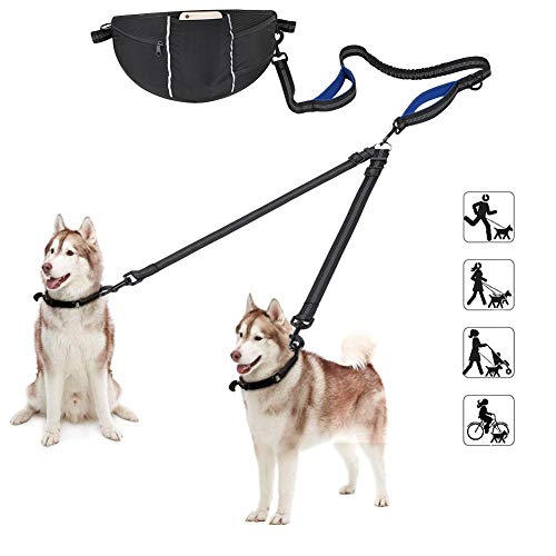 YOUTHINK Correa de Perro Doble Entrenamiento Caminar 2M Bolsa de Entrenamiento (Correas Manos Libres)