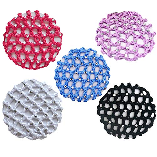 YouU 5 Piezas Las Mujeres De Algodón Moño Cover Girls Ganchillo Brazoladas Señora Red Para El Cabello Para El Ballet De Danza,Con Diamantes de Imitación YouU 5 Piezas Las Mujeres De Algodón Moño Cover Girls Ganchillo Brazoladas Señora Red Para El Cabello Para El Ballet De Danza,Con Diamantes de Imitación