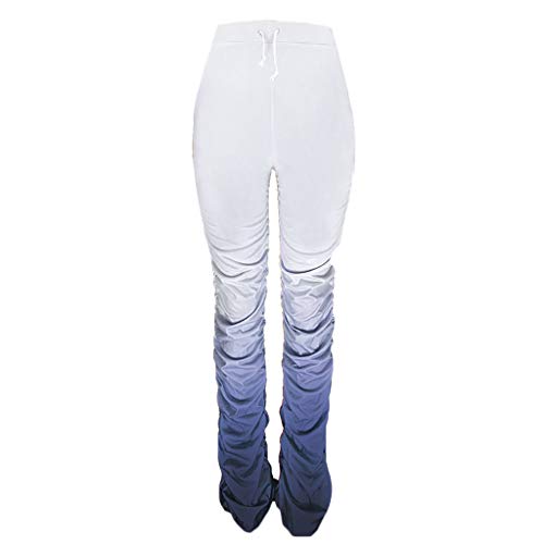 YOYOHO Mujer Leggings con cordón en la Cintura, Fruncidos y Apilados, pantalón con Fondo de Campana Degradado - 2XL # Dark YOYOHO Mujer Leggings con cordón en la Cintura, Fruncidos y Apilados, pantalón con Fondo de Campana Degradado - 2XL # Dark