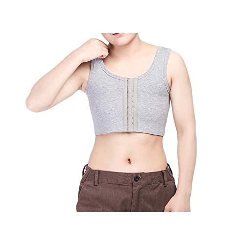 Ypnrd Tomboy Trans Lesbian Mesh Chest Binder Banda Elástica Pecho Sujetador Deportivo para Mujer Disfraz Cosplay,Gris,M