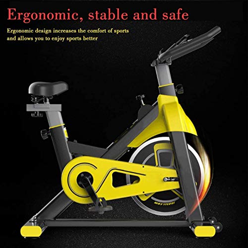 YPSM Interior Bicicletas Fitness,Ajustable Tranquilo Bicicleta De Ejercicio Accionamiento por Correa Interior Cycling con Monitor LCD Soporte para Tableta-Amarillo 113x43x116-125cm(44x17x46-49inch)