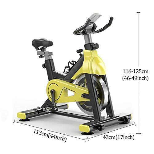 YPSM Interior Bicicletas Fitness,Ajustable Tranquilo Bicicleta De Ejercicio Accionamiento por Correa Interior Cycling con Monitor LCD Soporte para Tableta-Amarillo 113x43x116-125cm(44x17x46-49inch)