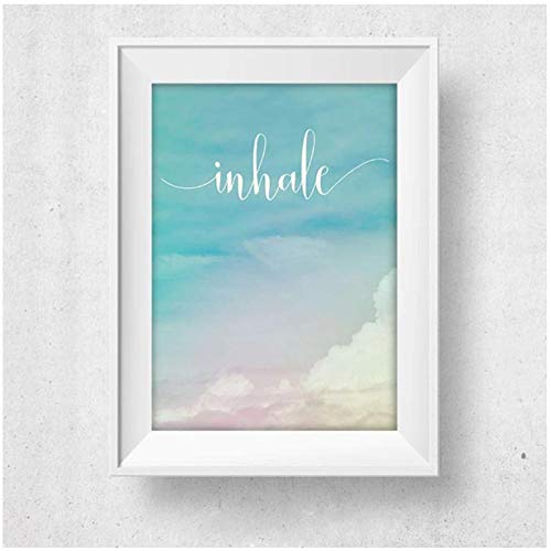 YQQICC Inhale Exhale Póster motivacional Yoga Meditación Impresiones Boho Decoración del hogar Zen Art Breathe Lienzo Pintura Pilates Cuadros de la pared - 45x60cmx2 Sin marco