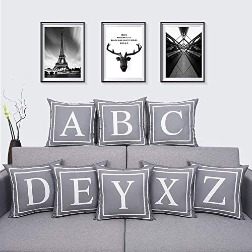ySHtanj Funda de cojín con estampado de letras inglesas, para decoración del hogar, coche, oficina, impresión de letras inglesas, fácil de limpiar, decoración del hogar E ySHtanj Funda de cojín con estampado de letras inglesas, para decoración del hogar, coche, oficina, impresión de letras inglesas, fácil de limpiar, decoración del hogar E