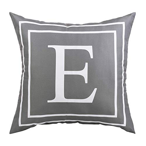 ySHtanj Funda de cojín con estampado de letras inglesas, para decoración del hogar, coche, oficina, impresión de letras inglesas, fácil de limpiar, decoración del hogar E ySHtanj Funda de cojín con estampado de letras inglesas, para decoración del hogar, coche, oficina, impresión de letras inglesas, fácil de limpiar, decoración del hogar E