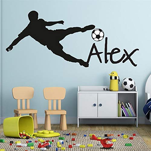 YSQARS Nombre Personalizado Balón de fútbol de fútbol Vinilo Tatuajes de Pared Poster Art niños Etiqueta de la Pared decoración de la habitación de los niños Home Decoration42X95Cm