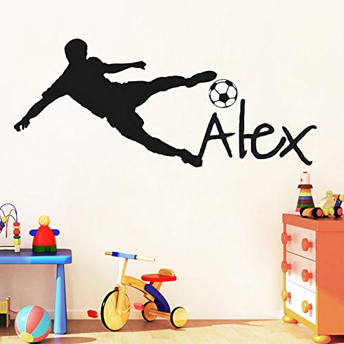 YSQARS Nombre Personalizado Balón de fútbol de fútbol Vinilo Tatuajes de Pared Poster Art niños Etiqueta de la Pared decoración de la habitación de los niños Home Decoration42X95Cm