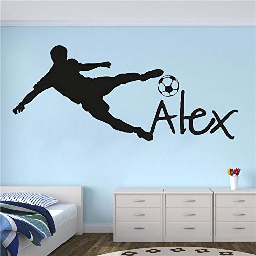 YSQARS Nombre Personalizado Balón de fútbol de fútbol Vinilo Tatuajes de Pared Poster Art niños Etiqueta de la Pared decoración de la habitación de los niños Home Decoration42X95Cm