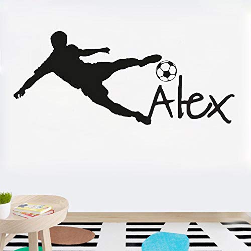 YSQARS Nombre Personalizado Balón de fútbol de fútbol Vinilo Tatuajes de Pared Poster Art niños Etiqueta de la Pared decoración de la habitación de los niños Home Decoration42X95Cm