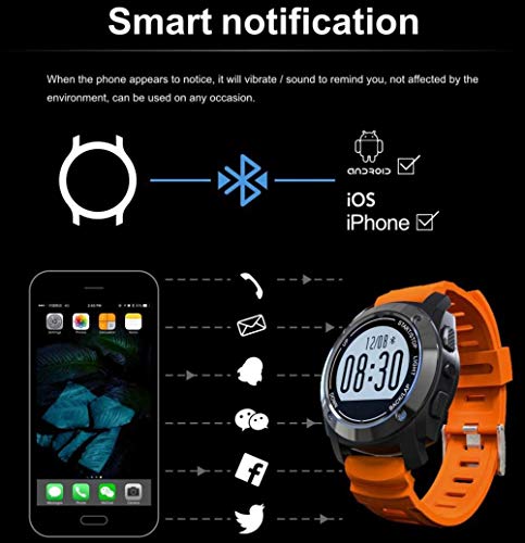 YSSJT Reloj inteligente para aventuras al aire libre resistente al agua compatible con iPhone y Android naranja