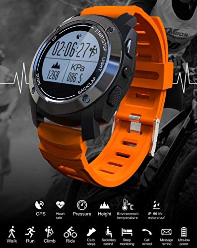 YSSJT Reloj inteligente para aventuras al aire libre resistente al agua compatible con iPhone y Android naranja