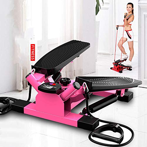 YSYSZYN Stepper，Bicicletas de Ejercicio para Uso doméstico, Mini Pedal de Paso a Paso, Ejercicio en casa, Monitor LCD, Pedal de Interior, Bicicleta estática-Rosado