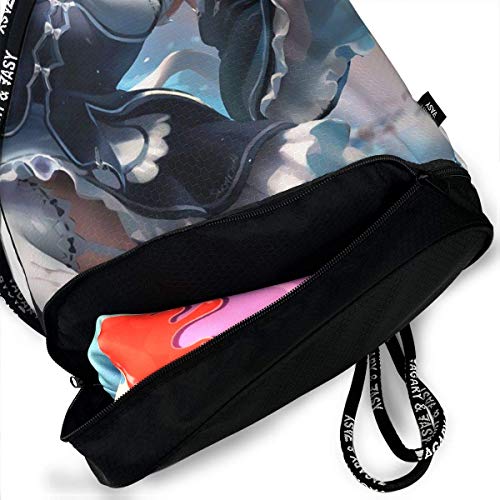 YTGHF Bolsa con cordón Anime Girl Rem Drawstring Bags Multifunction Bundle Backpack Large Capacity Lightweight Simple Portable Funny Handbag,For Women Kids School Gym Travel (Polyester)