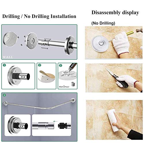 YTREDF Barra Cortina Extensible Ducha L Tipo Esquina, Barra Cortina Curva Bañera 304 Acero Inoxidable, para Sujetar Sin Necesidad de Taladrar, para Ducha, Baño, Balcón (70 to 90cm × 70 to 90cm) YTREDF Barra Cortina Extensible Ducha L Tipo Esquina, Barra Cortina Curva Bañera 304 Acero Inoxidable, para Sujetar Sin Necesidad de Taladrar, para Ducha, Baño, Balcón (70 to 90cm × 70 to 90cm)
