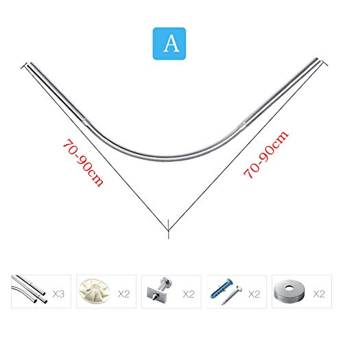 YTREDF Barra Cortina Extensible Ducha L Tipo Esquina, Barra Cortina Curva Bañera 304 Acero Inoxidable, para Sujetar Sin Necesidad de Taladrar, para Ducha, Baño, Balcón (70 to 90cm × 70 to 90cm) YTREDF Barra Cortina Extensible Ducha L Tipo Esquina, Barra Cortina Curva Bañera 304 Acero Inoxidable, para Sujetar Sin Necesidad de Taladrar, para Ducha, Baño, Balcón (70 to 90cm × 70 to 90cm)