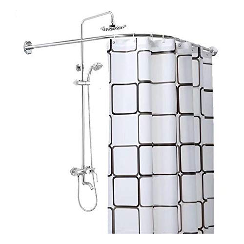 YTREDF Barra Cortina Extensible Ducha L Tipo Esquina, Barra Cortina Curva Bañera 304 Acero Inoxidable, para Sujetar Sin Necesidad de Taladrar, para Ducha, Baño, Balcón (70 to 90cm × 70 to 90cm)