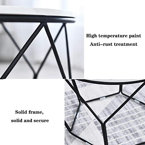 YTSFT Moderna Sala De Estar Mesa Mesa De Centro Mármol Hogar Hierro Forjado Mueble para Sofá Mesa Redonda Baja para Dormitorio Moda Diseño-Blanco Negro_Diámetro 50 Cm De Alto 45 Cm